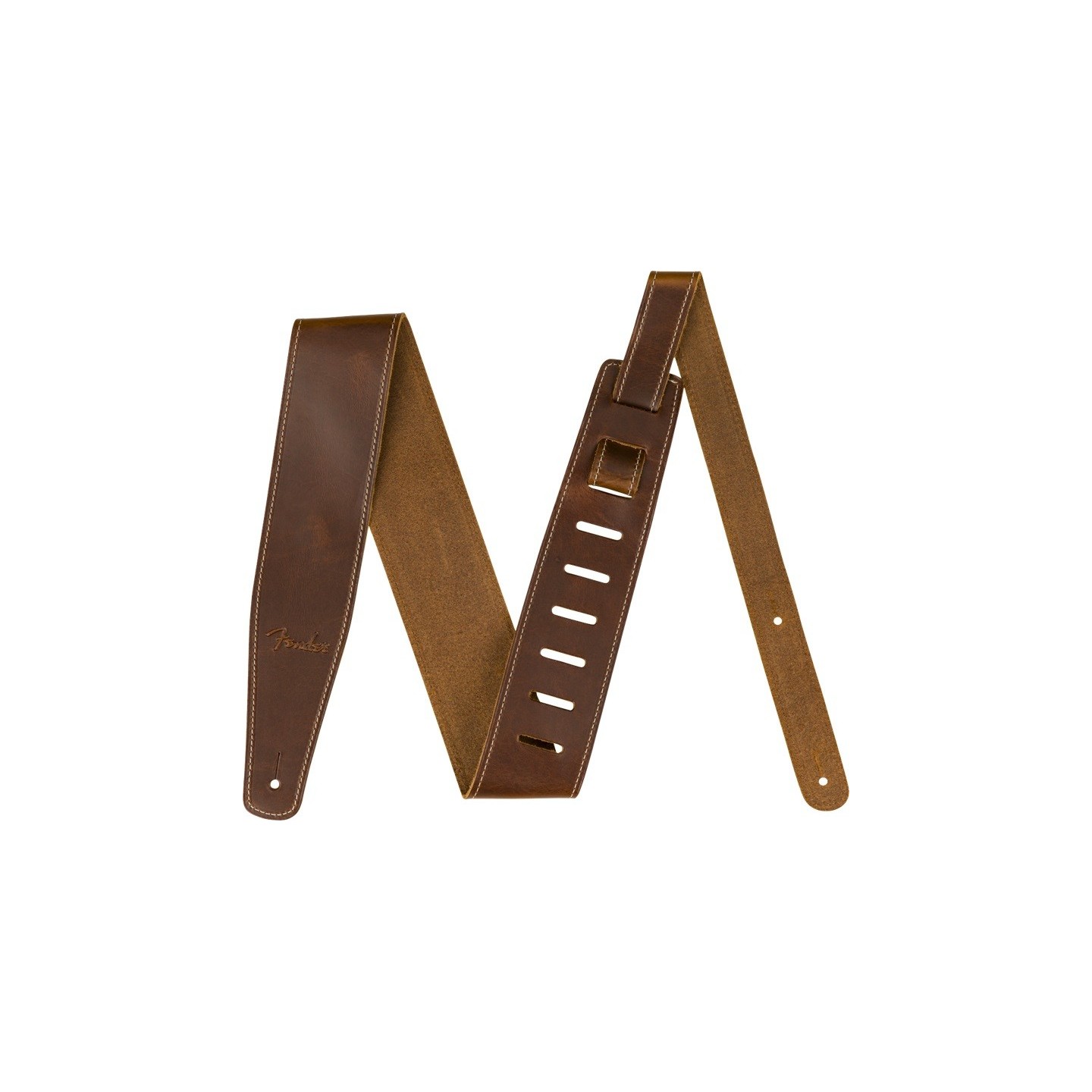 FENDER Broken-In Leather Strap, Tan, 2.5" - vai con la sigla