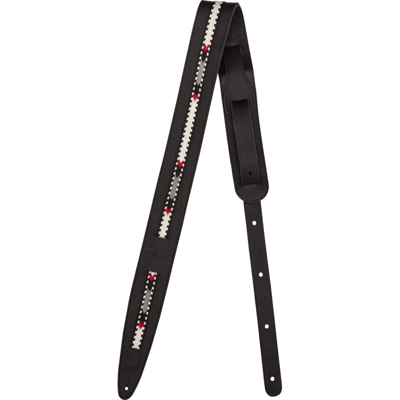 FENDER Paramount Acoustic Leather Strap, Black - vai con la sigla