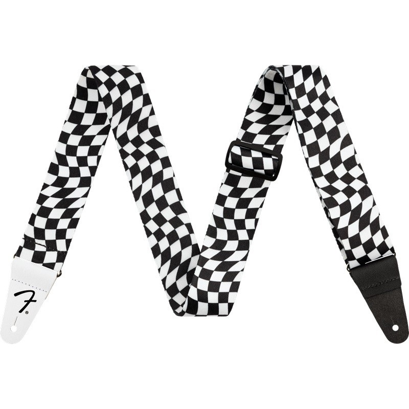FENDER Wavy Checkerboard Polyester Strap, Black/White - vai con la sigla