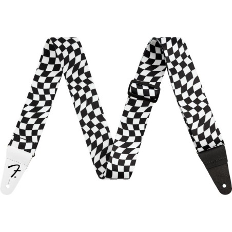 FENDER Wavy Checkerboard Polyester Strap, Black/White - vai con la sigla