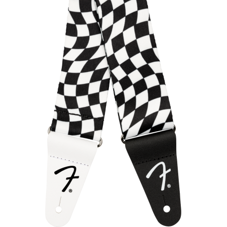 FENDER Wavy Checkerboard Polyester Strap, Black/White - vai con la sigla