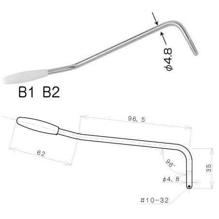 GOTOH B1C Leva Tremolo 4,8 mm per Chitarra Elettrica (Cromata) - vaiconlasigla
