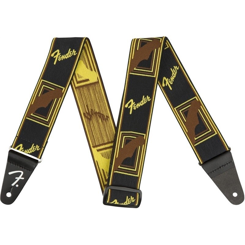FENDER Tracolla Weighless  , Black / Yellow / Brown - vai con la sigla