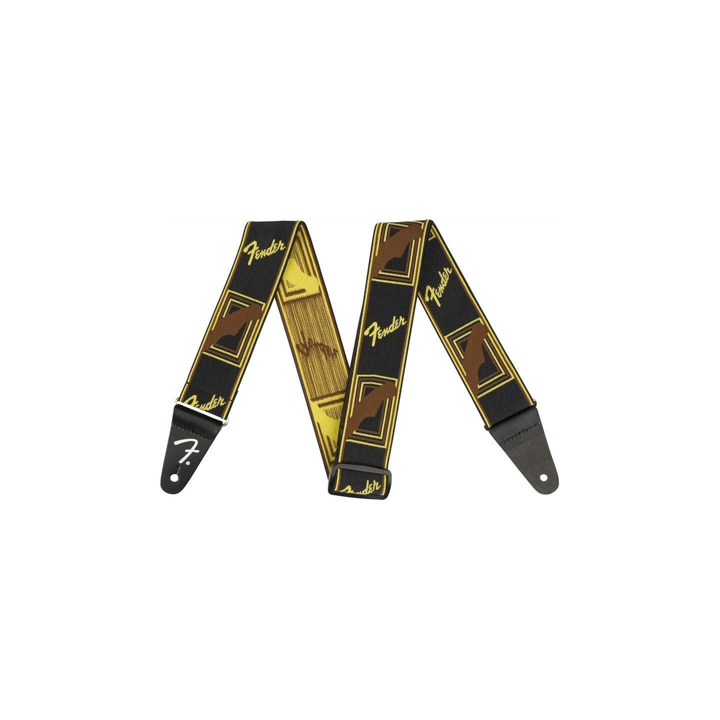 FENDER Tracolla Weighless  , Black / Yellow / Brown - vai con la sigla