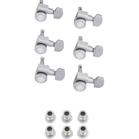FENDER Locking Stratocaster/Telecaster Staggered Tuning Machines, Brushed Chrome (6) - vai con la sigla