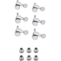 FENDER Staggered Locking Tuners with Vintage-Style Buttons, Polished Chrome (6) - vai con la sigla