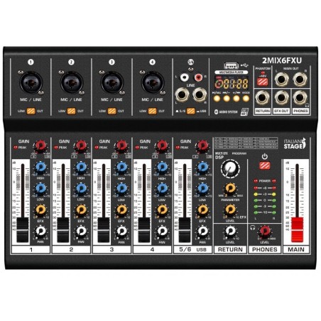 ITALIAN STAGE IS 2MIX6FXU Mixer Audio Stereo, 6 Canali con DSP Effetti - vaiconlasigla