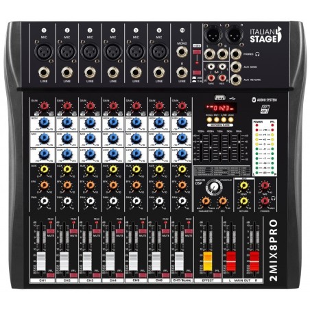 ITALIAN STAGE IS 2MIX8PRO, Mixer Prof.  Stereo, 8 Canali,  DSP Effetti - vai con la sigla