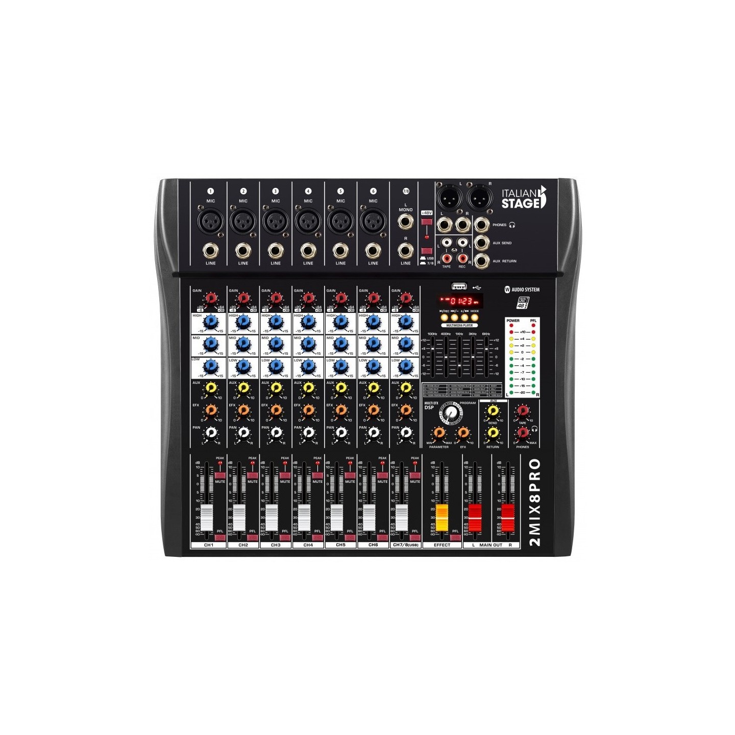 ITALIAN STAGE IS 2MIX8PRO, Mixer Prof.  Stereo, 8 Canali,  DSP Effetti - vai con la sigla