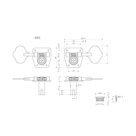 GOTOH GB2-N-L4 - Set Meccaniche per Basso Elettrico, L4 Cromo - vaiconlasigla