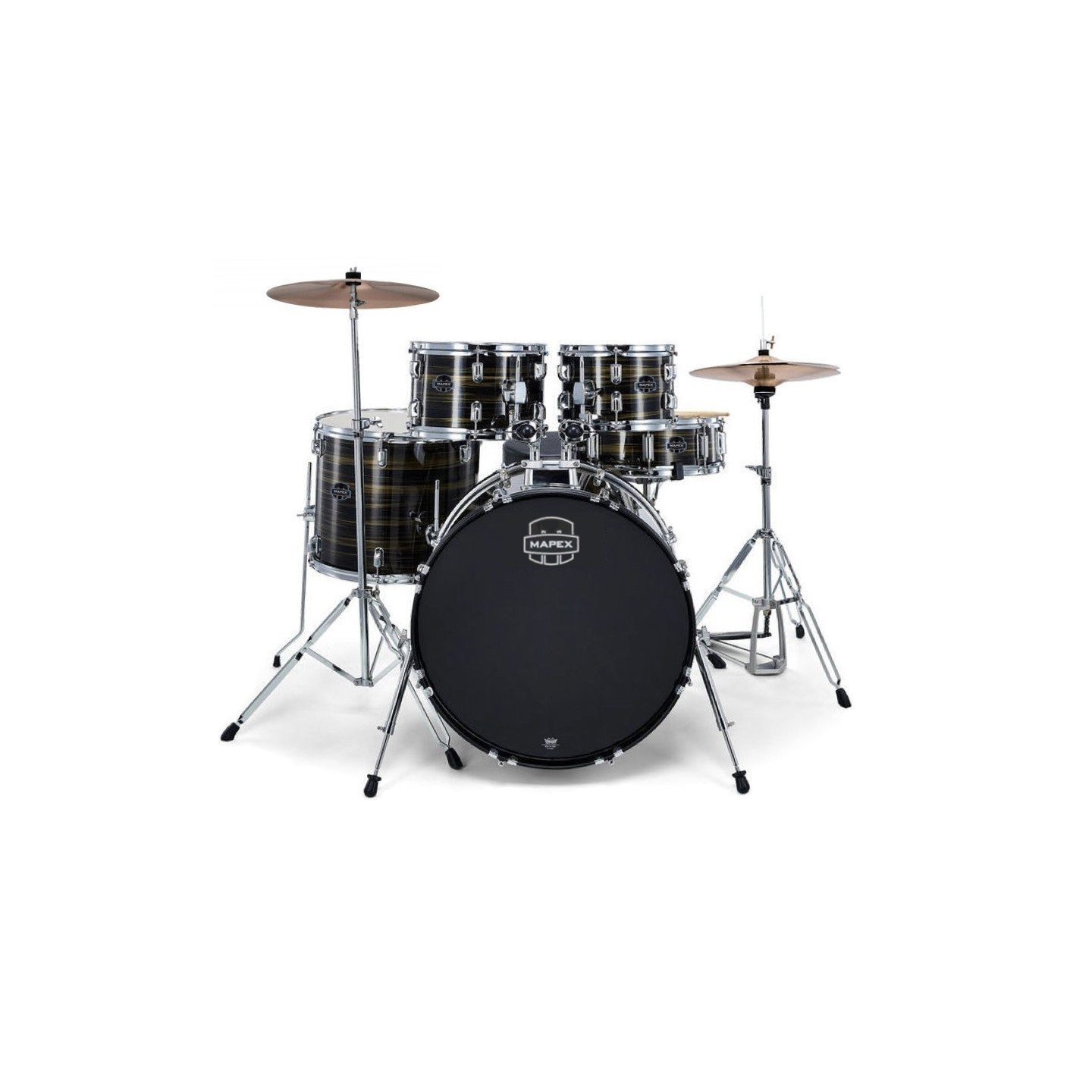MAPEX IT CM5844FTCFJ  COMET JUNIOR 5 PEZZI EBONY YELLOW GRAIN CON HARDWARE E PIATTI