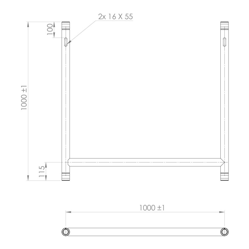 MODULA H-Tube 100x100 cm black