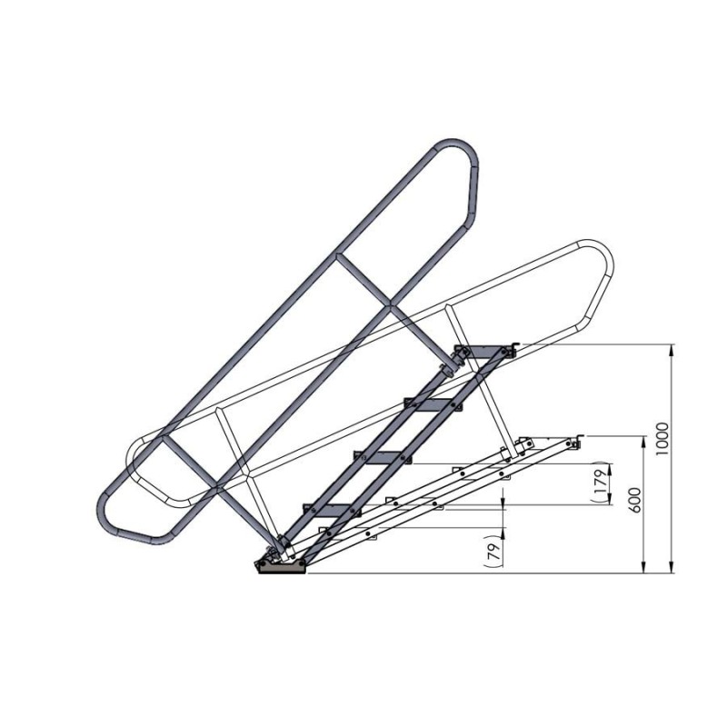 MODULA Four-step stair with adjustable height 60/100 cm
