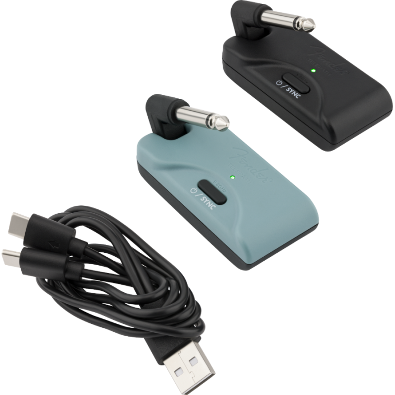 FENDER Telepath Wireless System, Mystic Ice Blue and Black - vai con la sigla