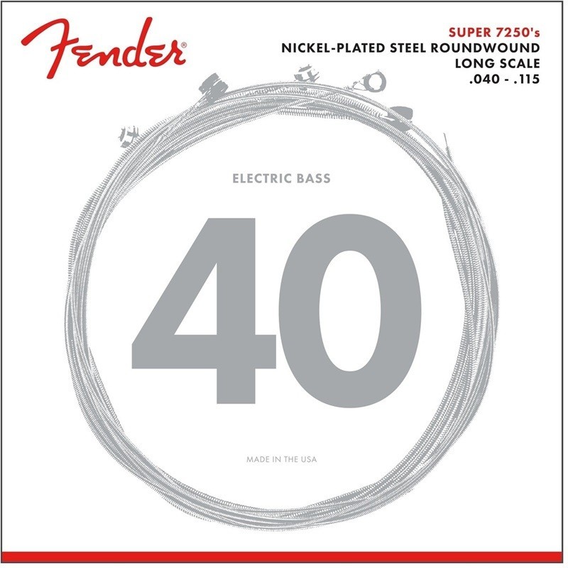 FENDER Set di Corde 7250 Bass Acciaio Nichelato Scala Lunga 7250-5L Scalature .040-.115 - vai con la sigla