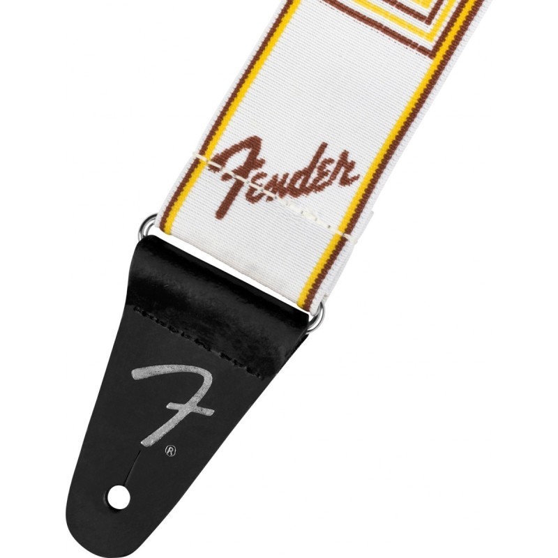 FENDER Tracolla Tortoise Shell con monogramma Weighless ™ da 2 pollici, White / Brown / Yellow - vai con la sigla