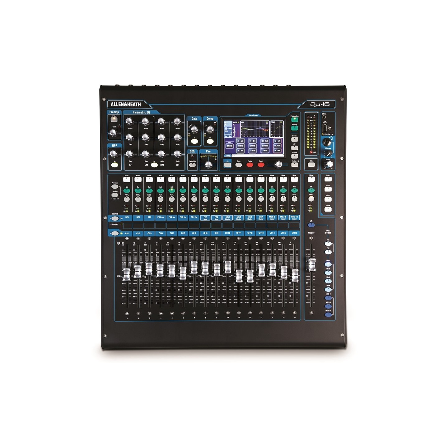 Allen & Heath - Qu-16 Chrome, Mixer digitale con 16 Mono Inputs - vai con la sigla