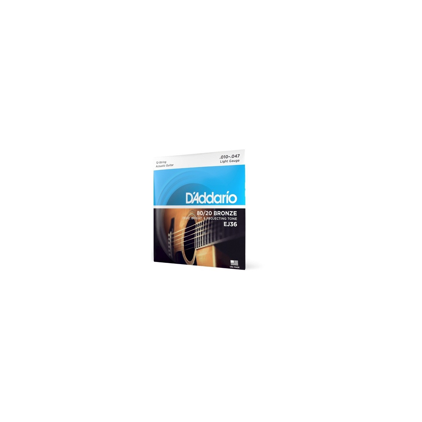 D'Addario EJ36 80/20 Bronze 12-String Acoustic Guitar Strings, Light, 10-47 - vai con la sigla