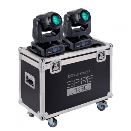 SET 2 TESTE MOBILI LED BEAM CENTOLIGHT SPIRE L180 & FLIGHT CASE