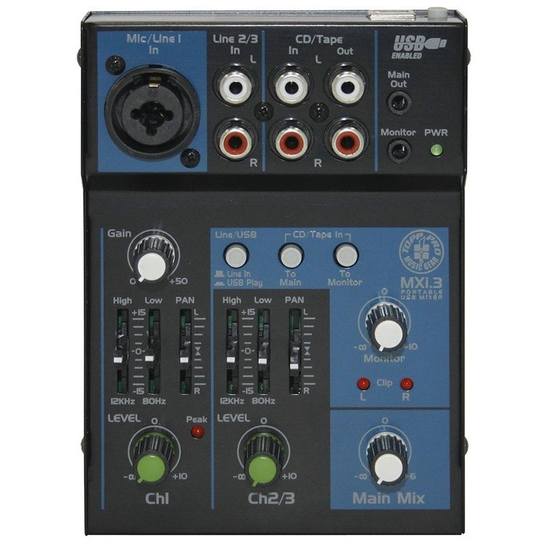 TOPP PRO MXi.3  Mixer 3 Canali Con Funzione USB E Bluetooth" - vaiconlasigla