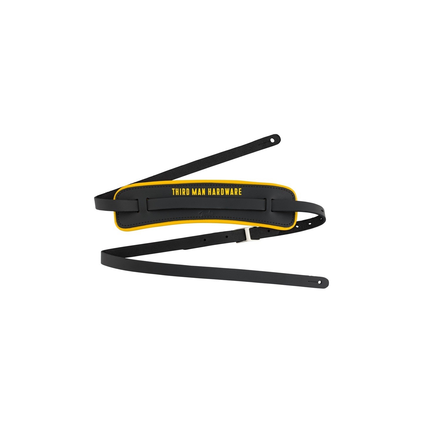 FENDER Tracolla x Third Man Hardware Leather Strap, Black/Yellow - vai con la sigla