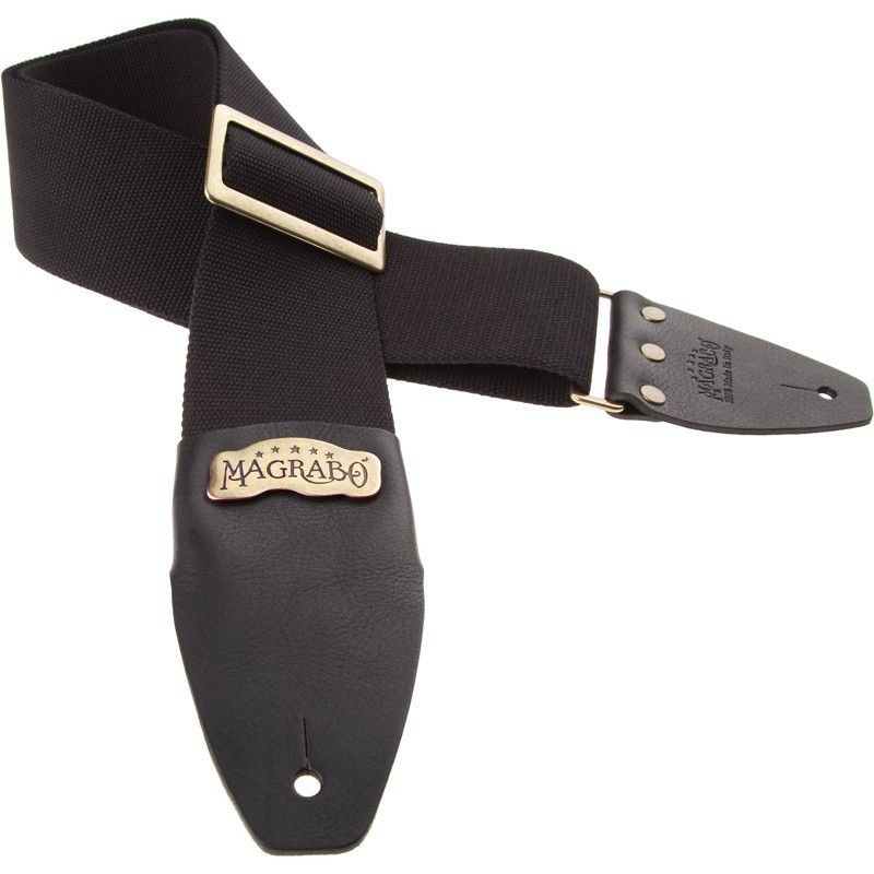MAGRABO' Stripe SC Cotton Nero 8 cm terminali Core Nero, fibbia Recta Ottone - vai con la sigla
