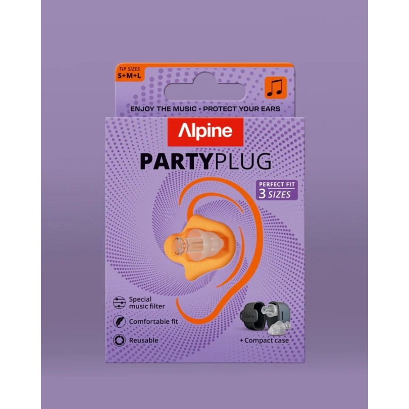 ALPINE PARTYPLUG-2025-TR Tappi per le orecchie con filtro musicale per festival, eventi e concerti - trasparenti - vai c