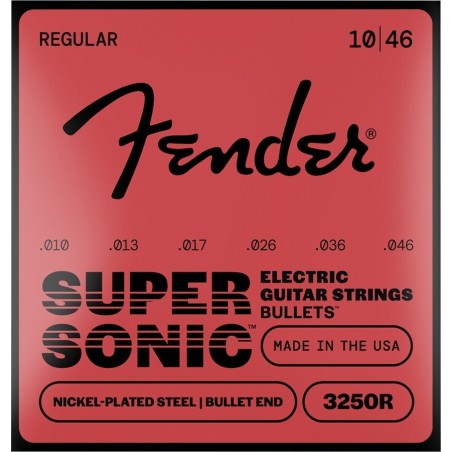 FENDER SuperSonic Bullets 3250R Guitar Strings, Nickel-Plated Steel, Bullet End, Gauges 010-046 - vai con la sigla