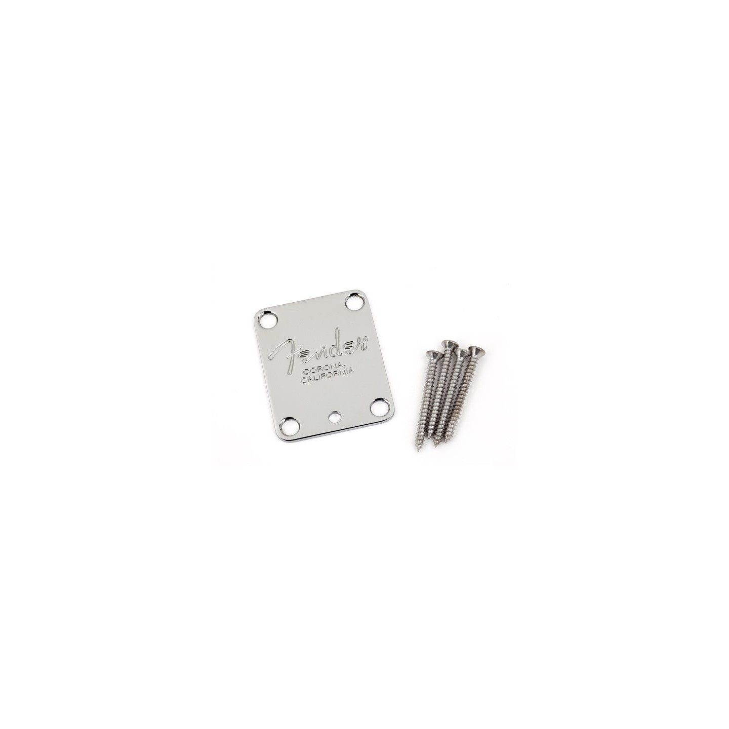 FENDER 4-Bolt American Series Guitar Neck Plate with "Fender® Corona" Stamp (Chrome) - vai con la sigla