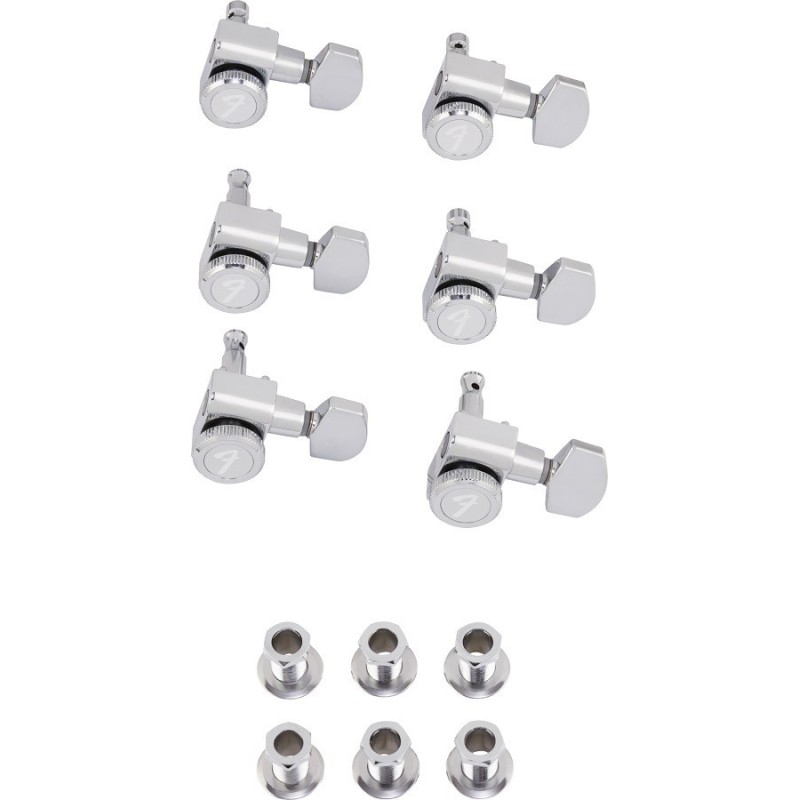 FENDER Locking Stratocaster/Telecaster Staggered Tuning Machines (Polished Chrome) (6) - vai con la sigla