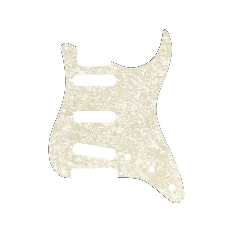 FENDER Pickguard, Stratocaster® S/S/S, 11-Hole Mount, Aged White Pearl, 4-Ply - vai con la sigla