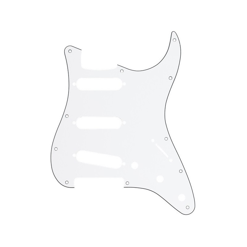 FENDER Pickguard, Stratocaster® S/S/S, 11-Hole Mount, W/B/W, 3-Ply - vaiconlasigla