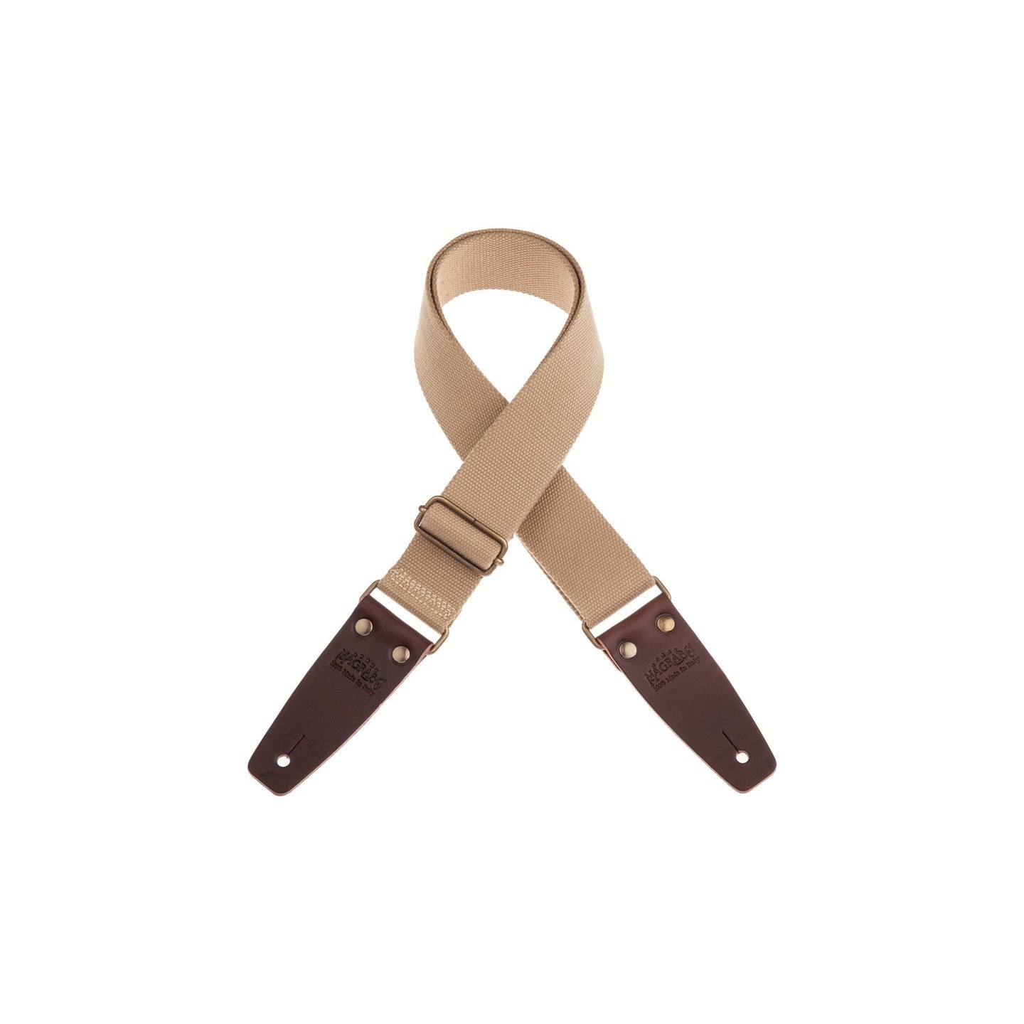 Magrabò Tracolla Stripe SC Entry Beige 5 cm terminali Marrone Scuro fibbia Ottone Antico - vai con la sigla