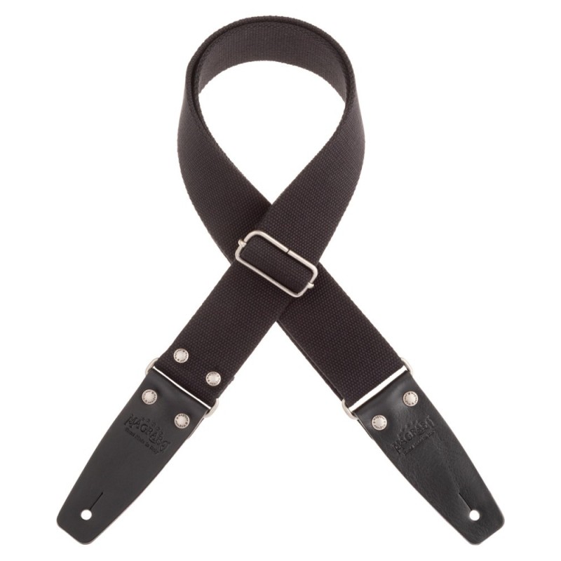 Magrabò Tracolla Stripe SC Entry Nero 5 cm terminali Nero fibbia Argento - vai con la sigla