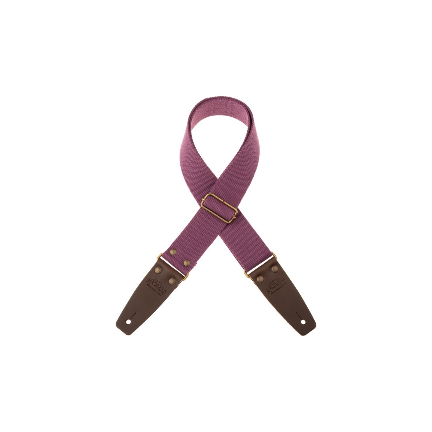 Magrabò Tracolla Stripe SC Entry Prugna 5 cm terminali Marrone Scuro fibbia Ottone - vai con la sigla
