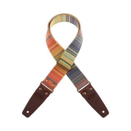 Magrabò Tracolla Stripe SC Retrò Rainbow 5 cm terminali Marrone fibbia Ottone - vai con la sigla