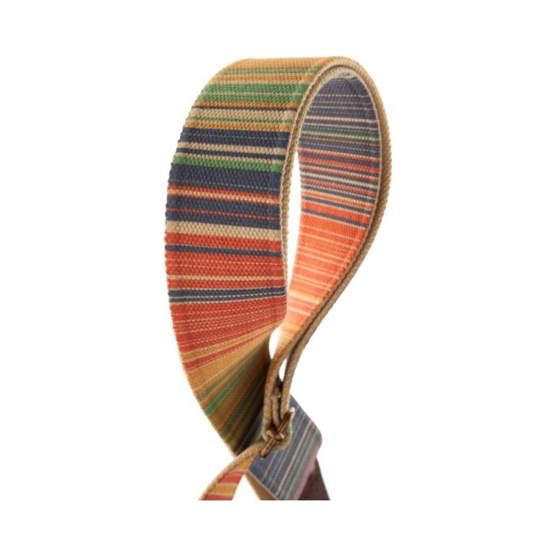 Magrabò Tracolla Stripe SC Retrò Rainbow 5 cm terminali Marrone fibbia Ottone - vai con la sigla
