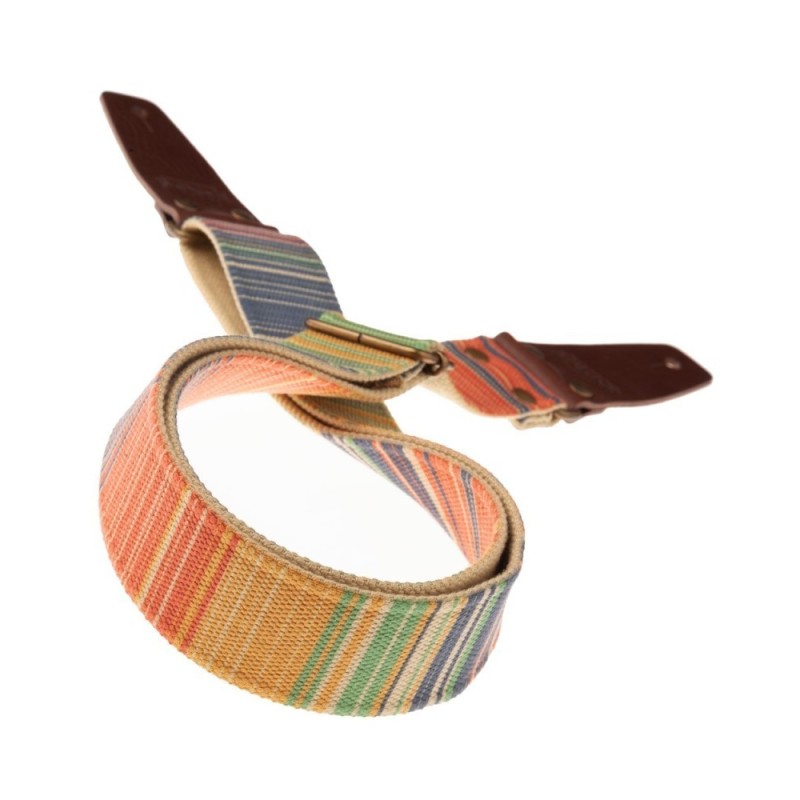 Magrabò Tracolla Stripe SC Retrò Rainbow 5 cm terminali Marrone fibbia Ottone - vai con la sigla