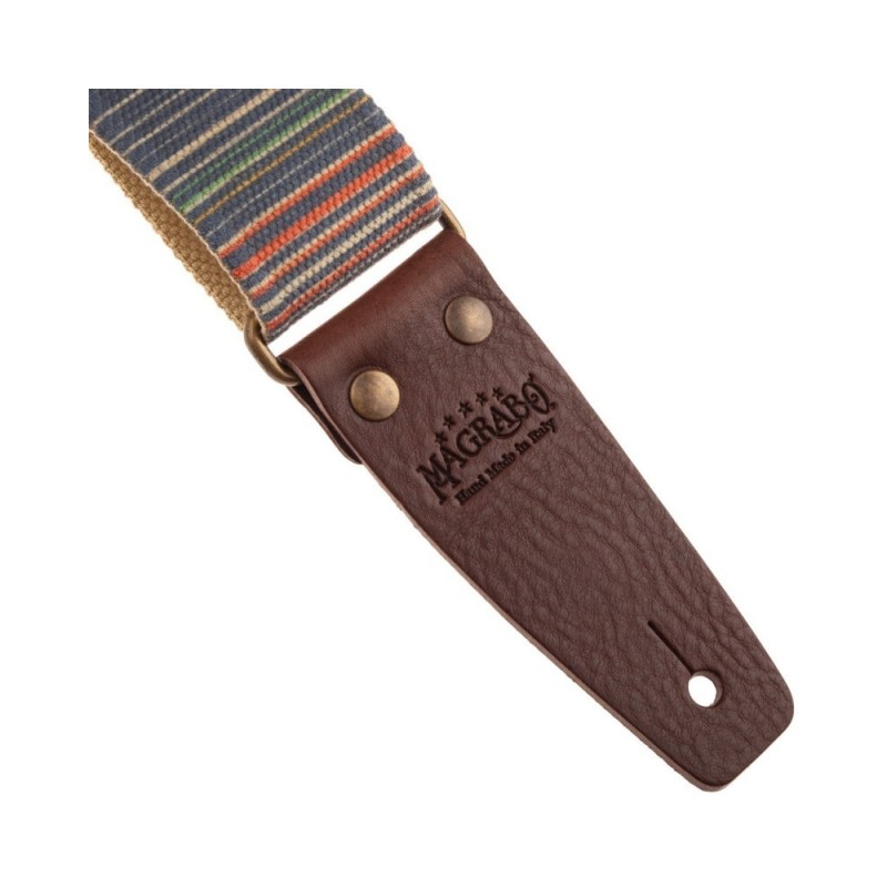 Magrabò Tracolla Stripe SC Retrò Rainbow 5 cm terminali Marrone fibbia Ottone - vai con la sigla