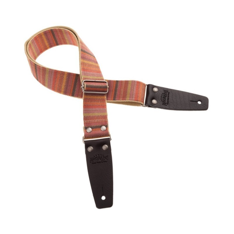 Magrabò Tracolla Stripe SC Retrò Mexico 5 cm terminali Nero fibbia Argento - vai con la sigla
