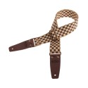Magrabò Tracolla Stripe SC Retrò Chess 5 cm terminali Marrone fibbia Ottone - vai con la sigla