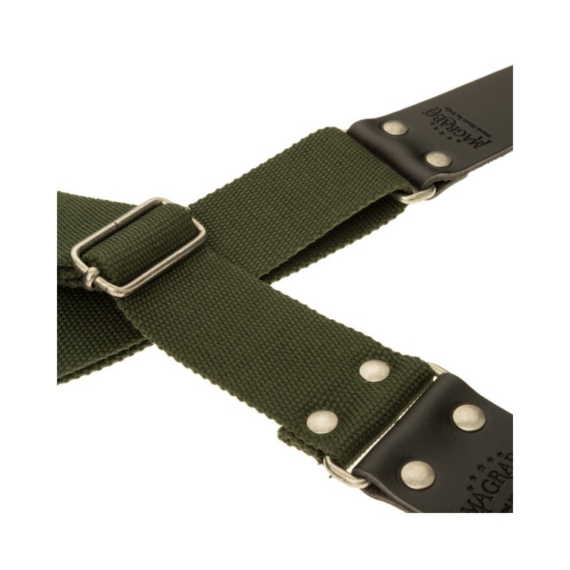 Magrabò Tracolla Stripe SC Entry Verde 5 cm terminali Nero fibbia Argento - vai con la sigla