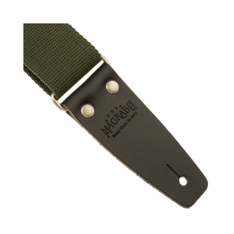 Magrabò Tracolla Stripe SC Entry Verde 5 cm terminali Nero fibbia Argento - vai con la sigla