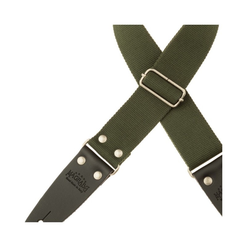 Magrabò Tracolla Stripe SC Entry Verde 5 cm terminali Nero fibbia Argento - vai con la sigla