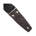 Magrabò Tracolla Stripe SC Entry Olded Nero 5 cm terminali Embossed Flores Nero fibbia Argento Antico - vai con la sigla