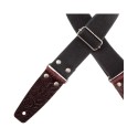 Magrabò Tracolla Stripe SC Entry Olded Nero 5 cm terminali Embossed Flores Bordeaux fibbia Argento Antico - vai con la s
