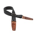 Magrabò Tracolla Stripe SC Entry Olded Nero 5 cm terminali Embossed Cocco Pros Marrone fibbia Argento Antico - vai con l