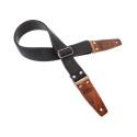 Magrabò Tracolla Stripe SC Entry Olded Nero 5 cm terminali Embossed Cocco Pros Marrone fibbia Argento Antico - vai con l