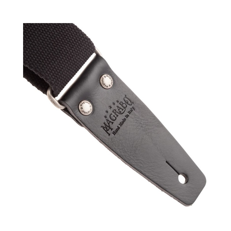Magrabò Tracolla Stripe SC Entry Nero 5 cm terminali Nero fibbia Argento - vai con la sigla