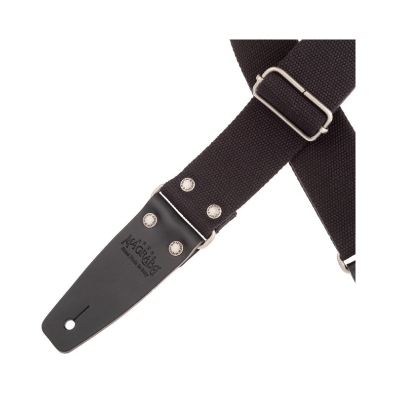 Magrabò Tracolla Stripe SC Entry Nero 5 cm terminali Nero fibbia Argento - vai con la sigla